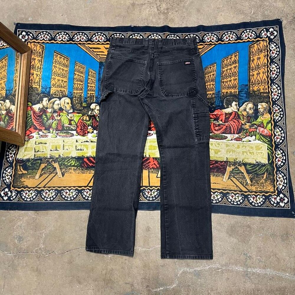 Black dickies carpenter pants Size 32x30 faded distressed workwear utility y2k